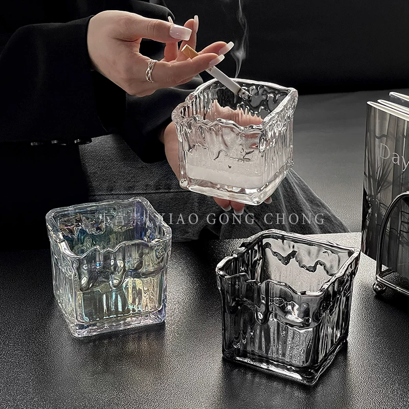Gạt tàn thuốc cao cấp họa tiết sông băng với cát dập lửa, gạt tàn thuốc gia dụng sang trọng nhẹ nhàng, giá đỡ xì gà trang trí thời thượng và hợp xu hướng.