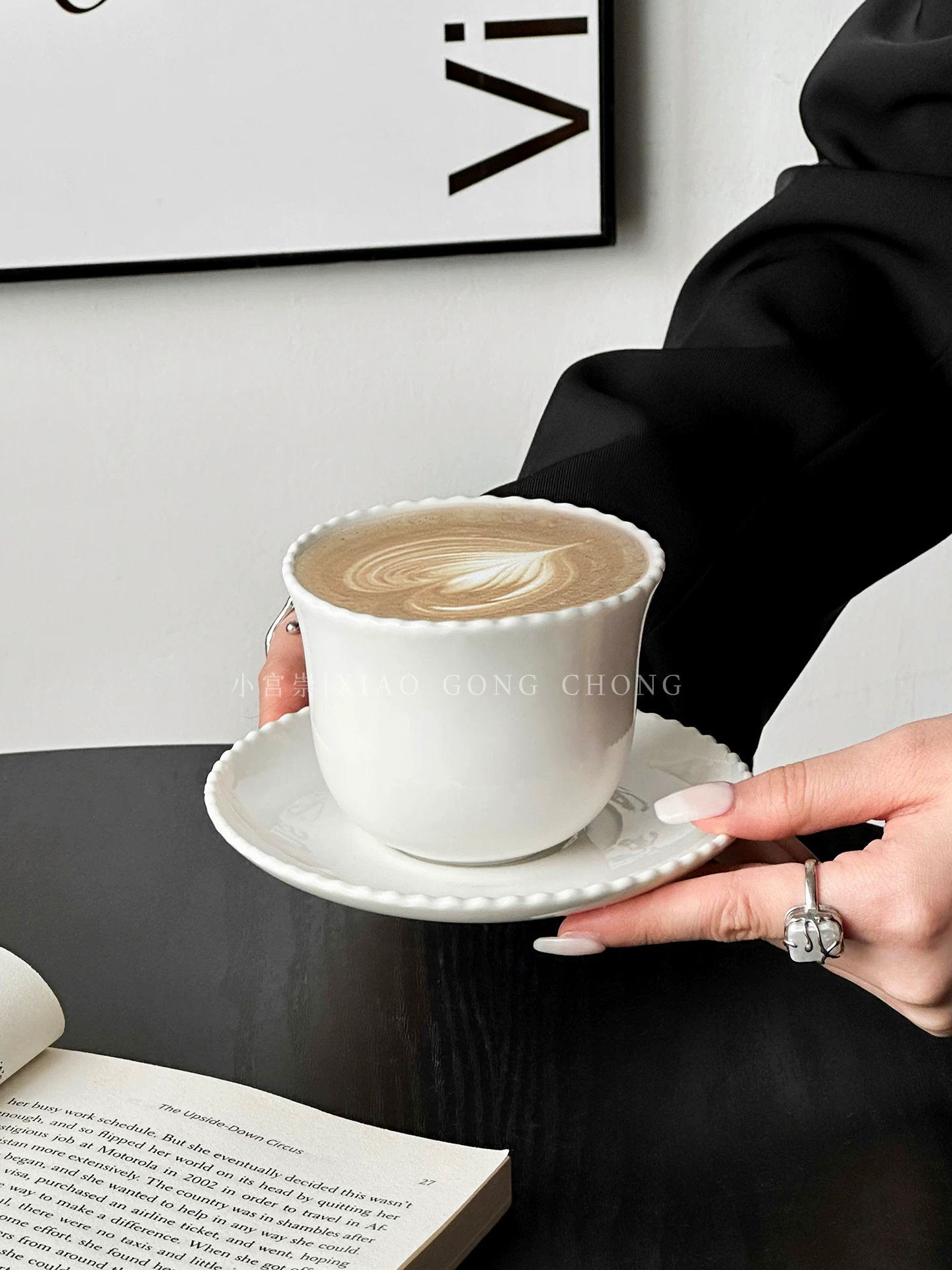 Tách và đĩa sứ hình chuông kiểu Nhật, tách cà phê, tách cầm tay, tách nghệ thuật latte cao cấp, tách trà chiều, tách ăn sáng