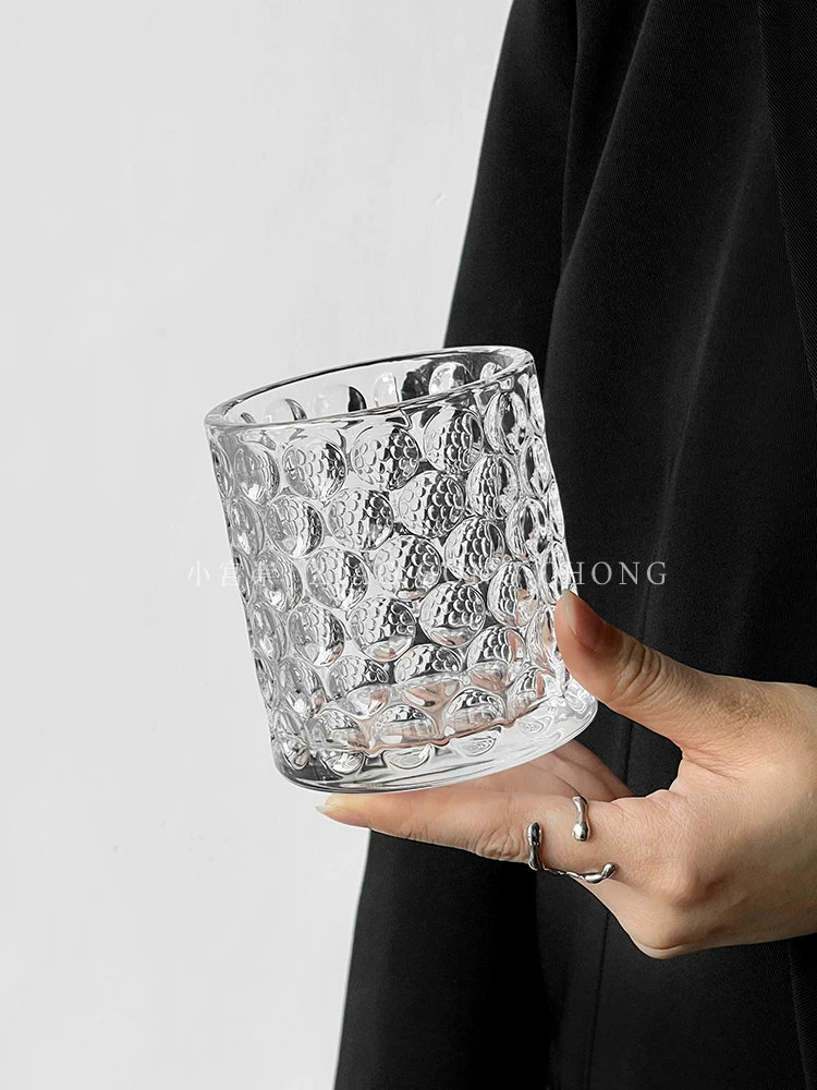 Ly thủy tinh kiểu cổ điển, họa tiết chấm bi, kiểu dáng độc đáo, họa tiết vảy cá, ly cà phê, ly rượu whisky, ly nước ép