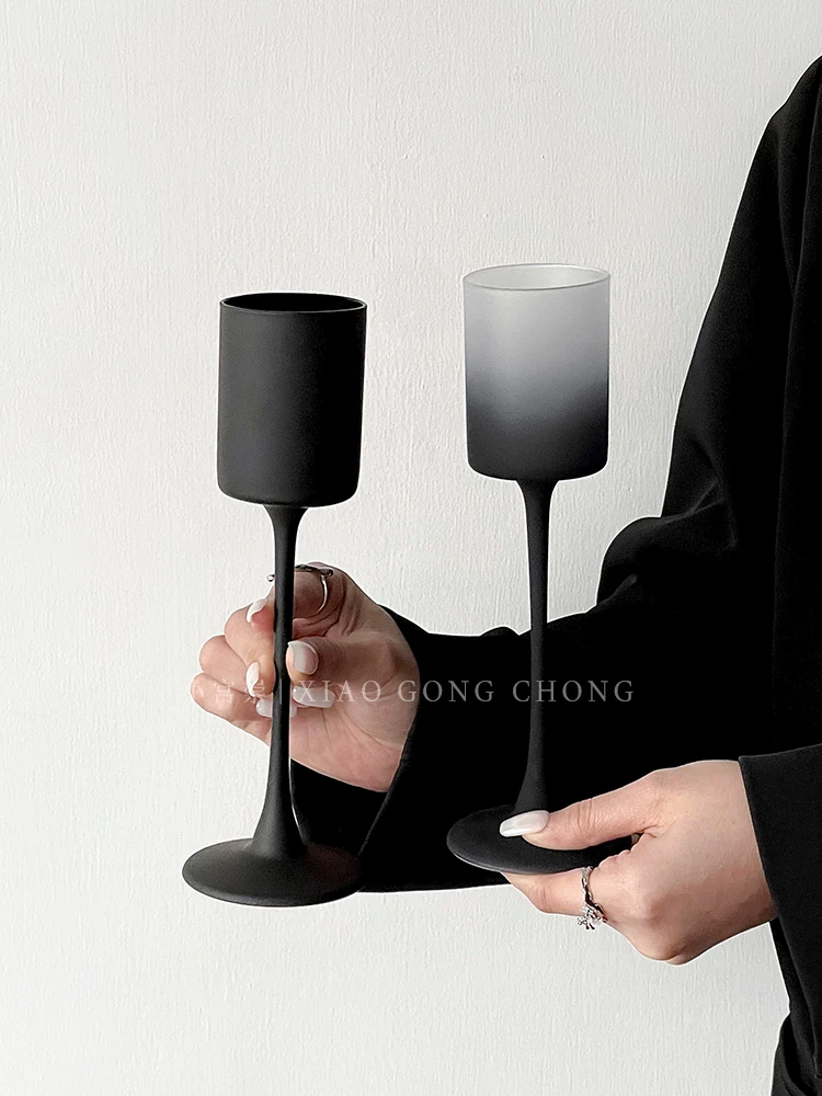 Ly cocktail thủy tinh đen mờ kiểu cổ điển, ly rượu sâm banh cao cấp, ly rượu mùi, ly nước ép