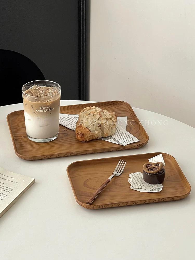 Khay hình chữ nhật giả vân gỗ khay ăn khay trà khay đựng cốc nước khay đựng bánh cafe khay đựng bánh ngọt khay đựng trái cây