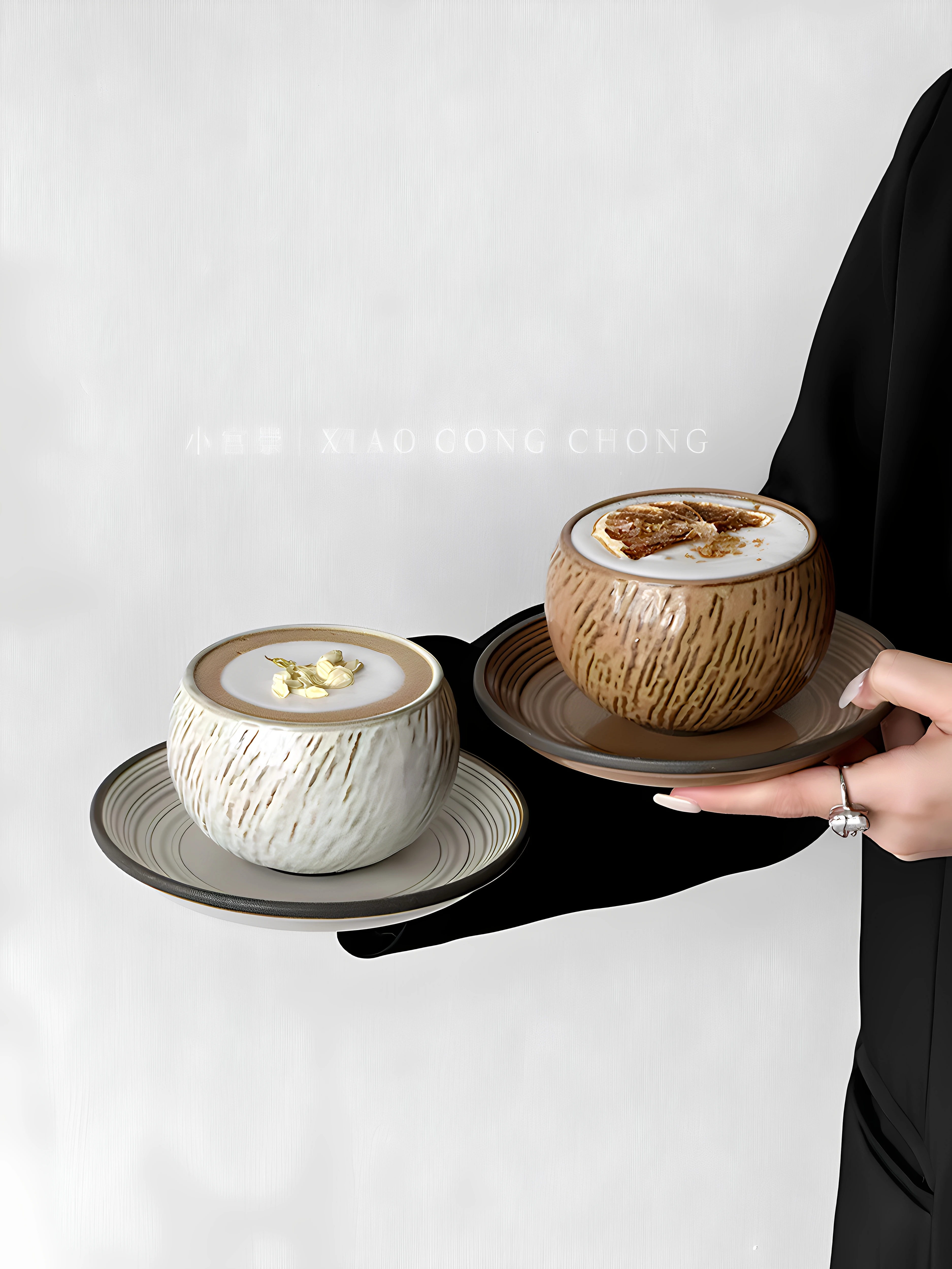 Bộ tách trà sứ cao cấp họa tiết đá cổ điển, gồm tách cà phê và đĩa, dùng cho trà chiều, latte, cappuccino