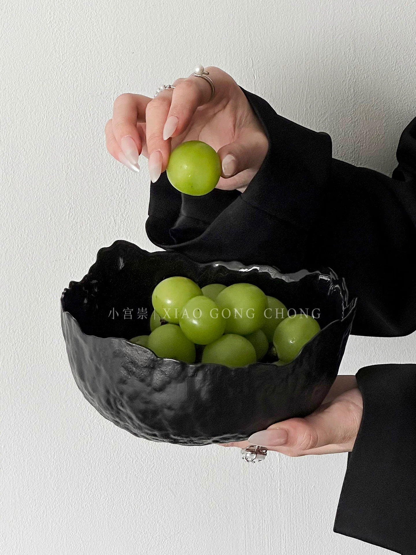 Bát trộn salad rau củ cao cấp màu đen mờ, bát thủy tinh để bàn cà phê phòng khách, đĩa trái cây, đĩa trưng bày hoa quả khô, đồ ăn nhẹ