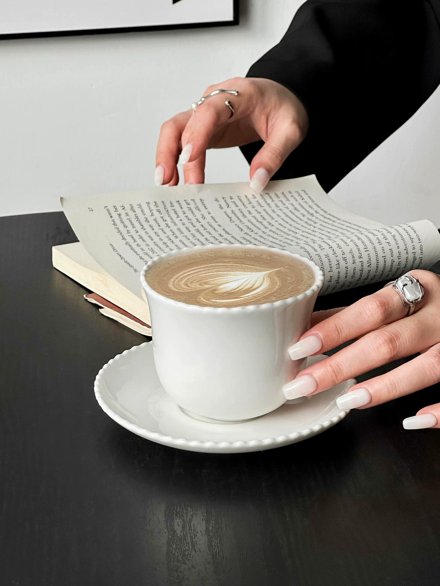 Tách và đĩa sứ hình chuông kiểu Nhật, tách cà phê, tách cầm tay, tách nghệ thuật latte cao cấp, tách trà chiều, tách ăn sáng