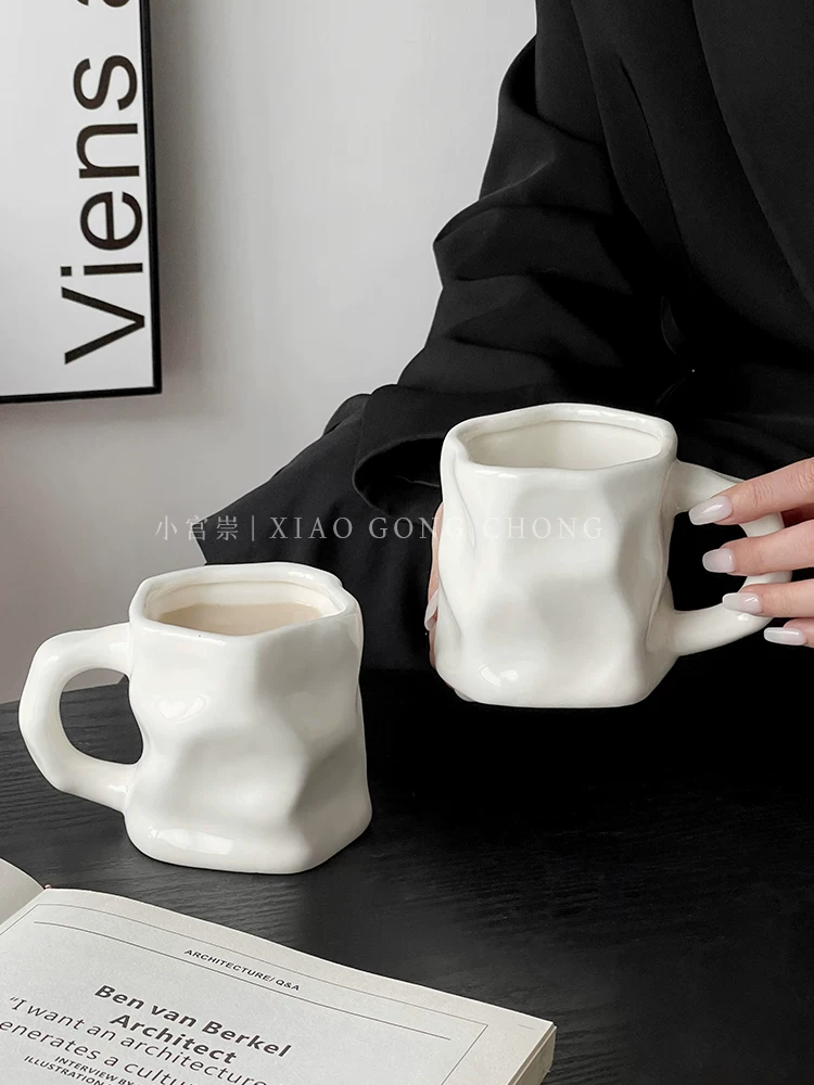 Ly sứ cao cấp, cốc xoắn dùng trong nhà, thiết kế độc đáo, ly cà phê đôi, ly uống nước nữ.
