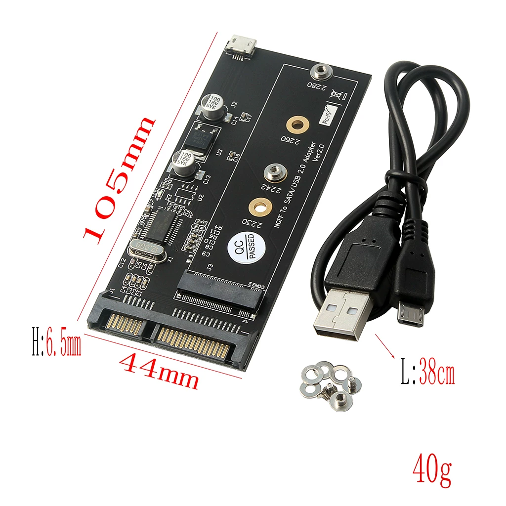 (M.2) KEY B sang SATA với giao diện USB Ổ cứng thể rắn M.2 SSD sang thẻ chuyển đổi SATA