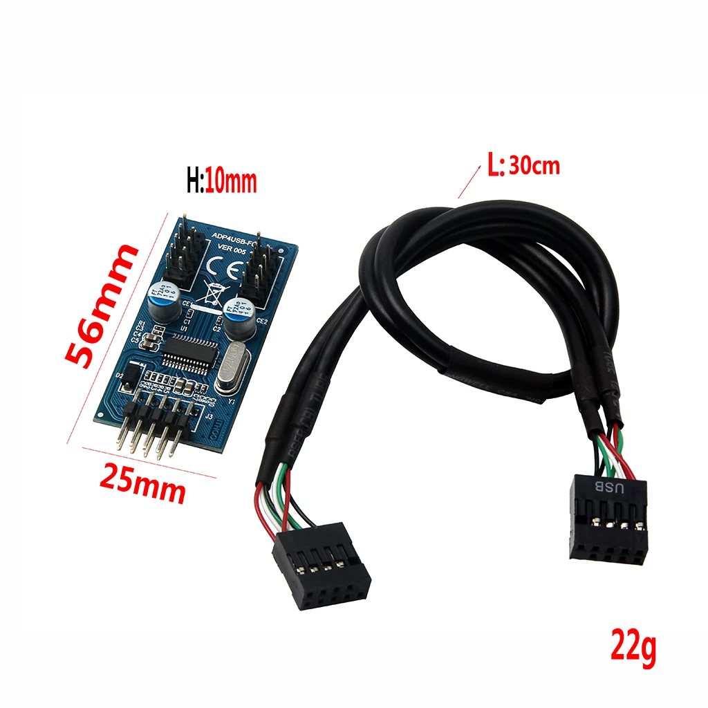 Bo mạch chủ USB2.0 9PIN sang giao diện kép 9PIN 9-pin sang kép 9pin Hub mở rộng 1-đến-2