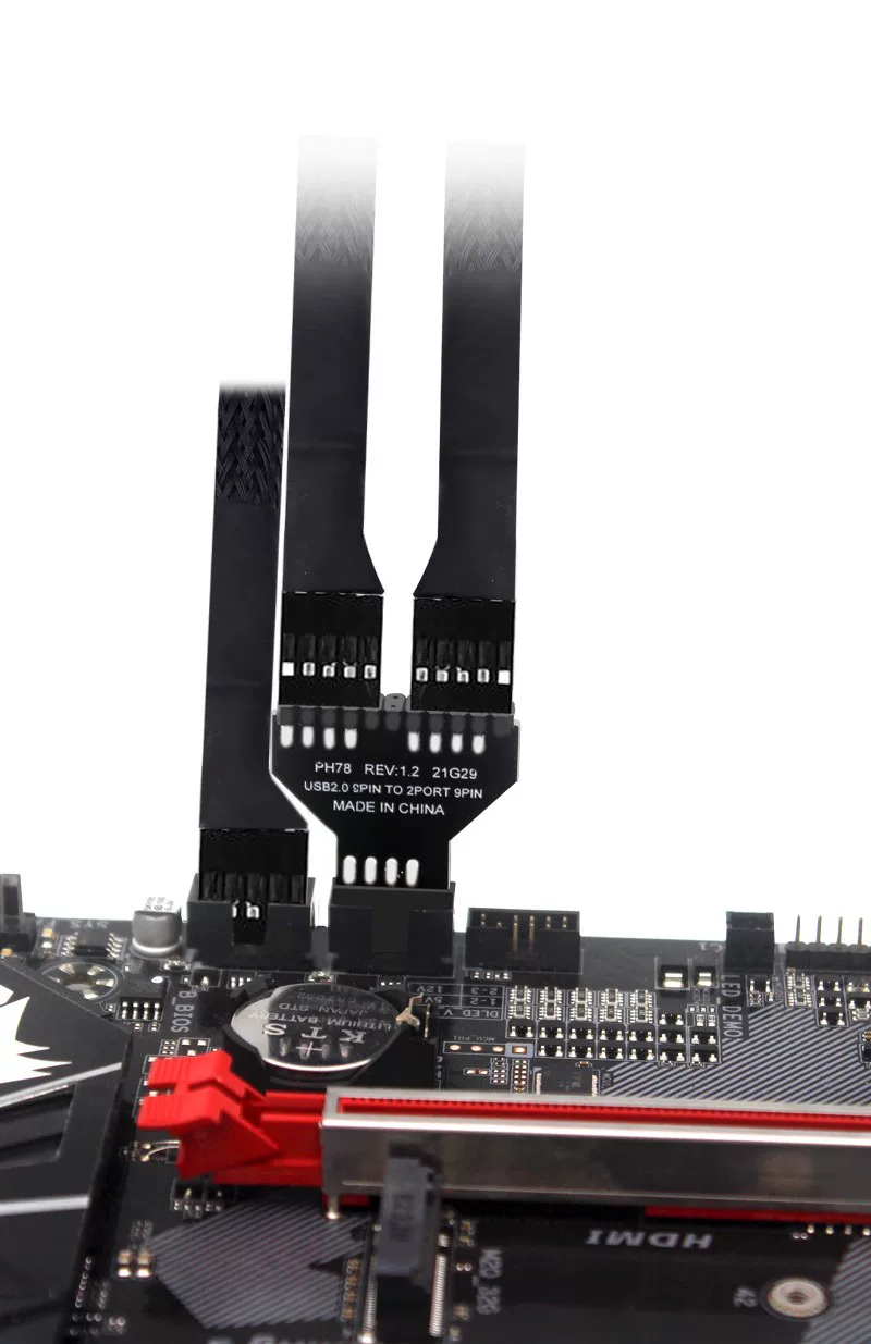 USB2.0 bo mạch chủ 9PIN sang giao diện kép 9 chân 9 chân sang kép 9PIN pin làm mát bằng nước đo tốc độ quạt đèn RGB chuyên dụng