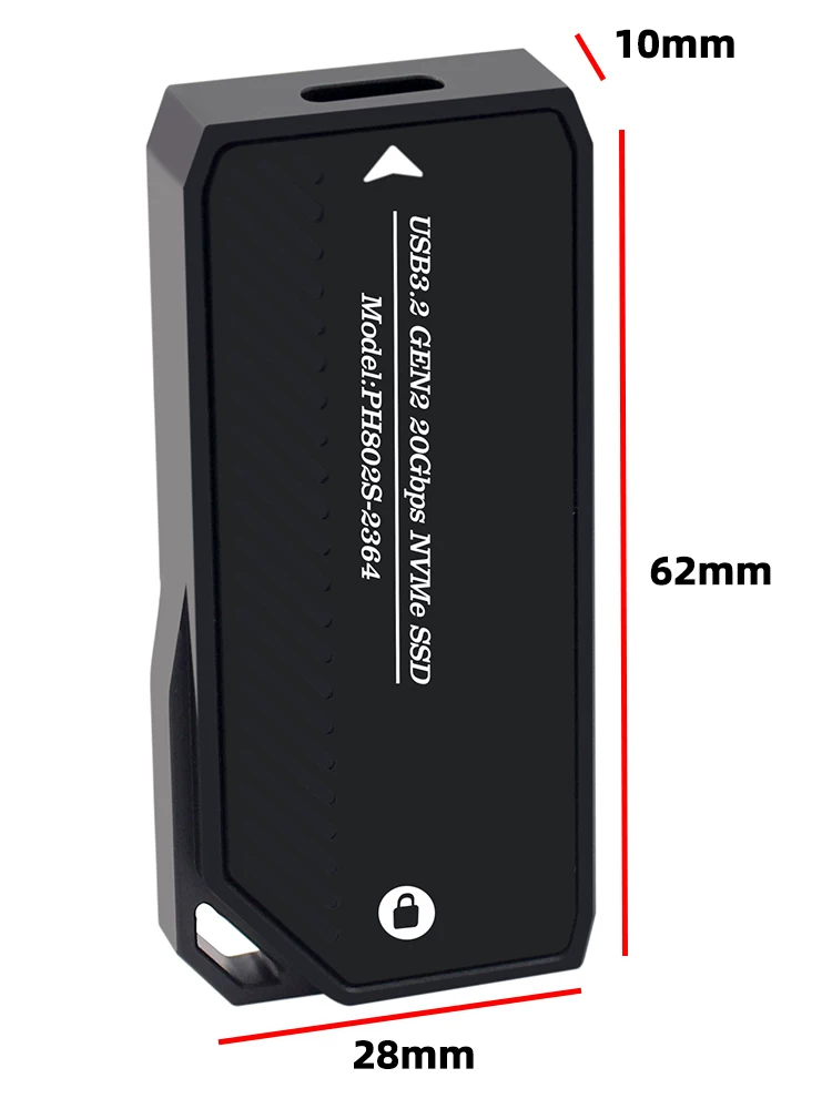 Vỏ ổ cứng thể rắn NVMe M.2 sang type-c, giao thức NVMe 20gbps, kết nối ngoài ASM2364 cho điện thoại di động và máy tính