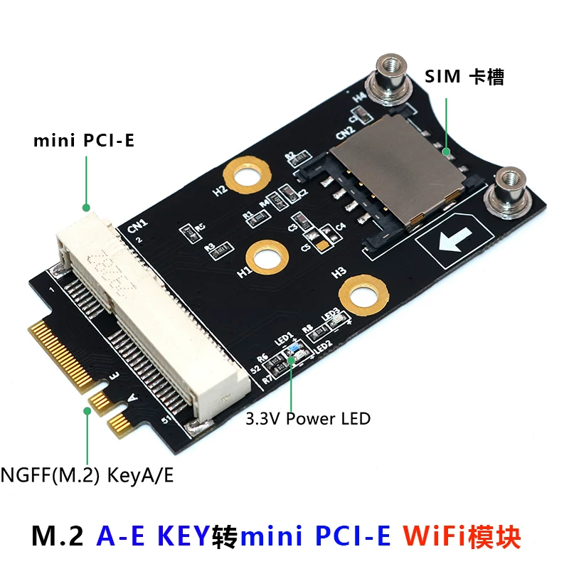 NGFF M.2 A/E key sang bộ chuyển đổi mô-đun WIFI Mini PCI-EB 3G 4G có ngăn đựng thẻ SIM