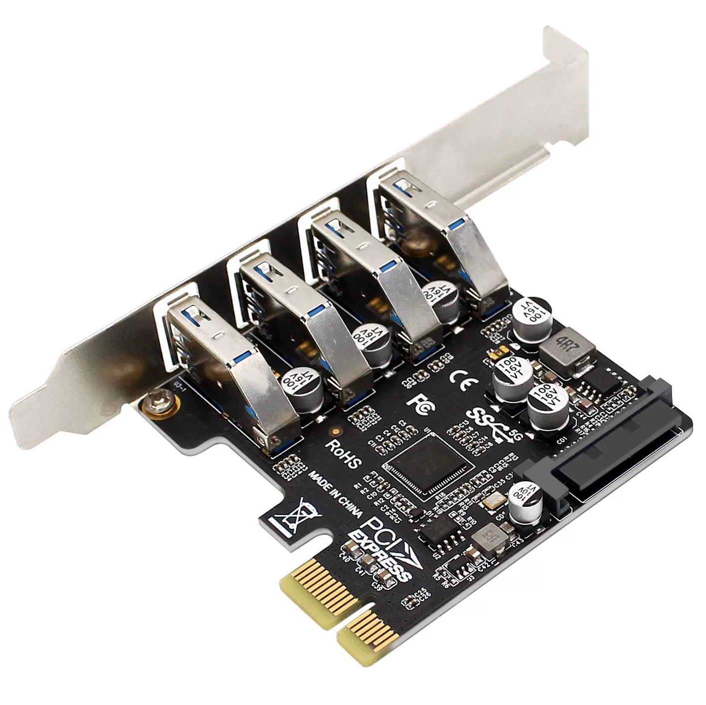 Card mở rộng PCI-E 1X sang USB3.0 với bốn cổng USB3.0, nguồn điện kép cho khung máy 2U/4U, tốc độ 5G VL805