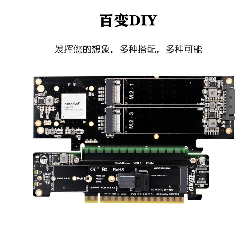 Thẻ mở rộng chia kênh PCIE4.0 8+4+4Hyper Ultra Quad VROC M2 NVMe