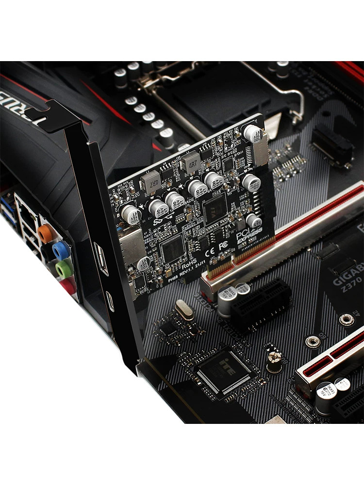Thẻ mở rộng giao diện PCI-E 4X sang USB3.2 10G phía sau cổng A TYPE-C phía trước TYPE-E 19PIN