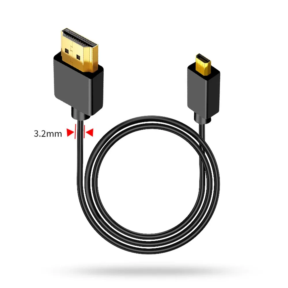 Cáp HDMI mini phiên bản siêu mỏng 2.0 4K60p độ phân giải cao siêu nhỏ đầu siêu nhỏ cáp kết nối camera mềm cực ngắn