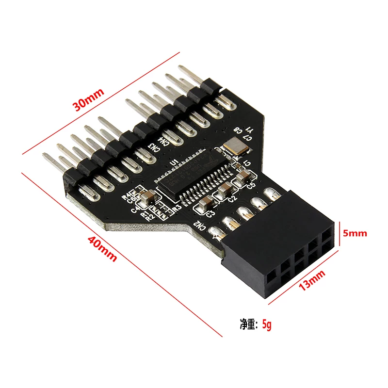 USB2.0 bo mạch chủ 9PIN sang giao diện kép 9 chân 9 chân sang kép 9PIN pin làm mát bằng nước đo tốc độ quạt đèn RGB chuyên dụng