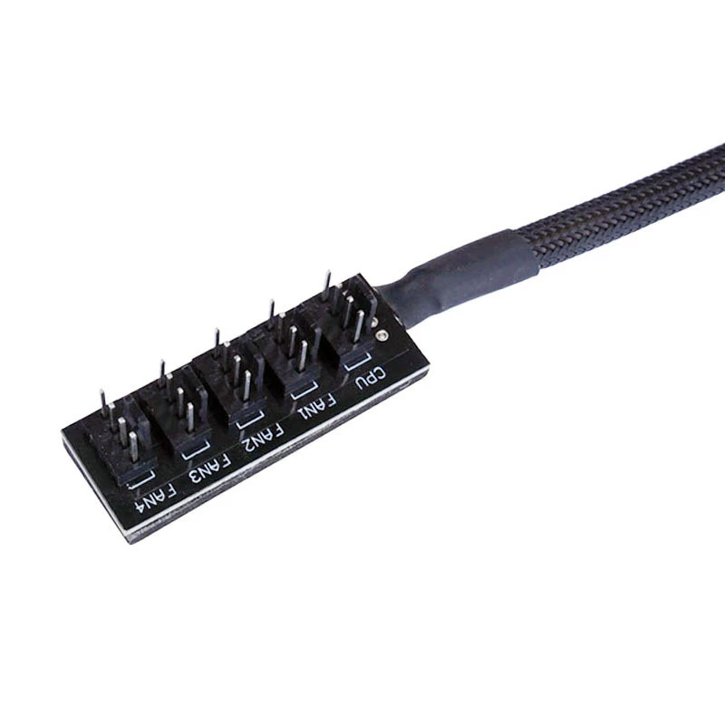 Cáp nối dài điều khiển nhiệt độ quạt máy tính kiểu hàn mạng một ra năm FAN HUB, giao diện điều khiển nhiệt độ PWM 4Pin