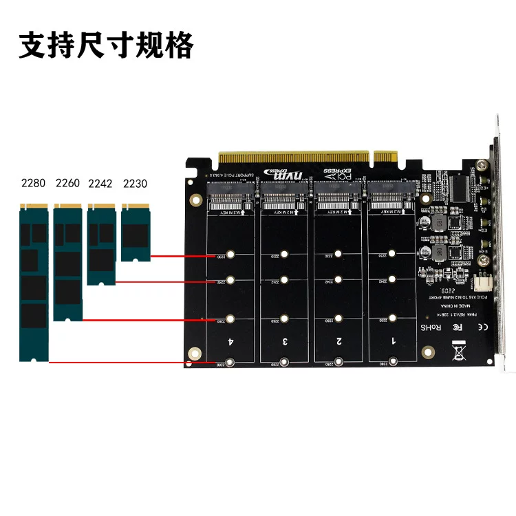 PCI-EX16 SSD NVME M.2 M-KEY RAID card mở rộng mảng RAID card bo mạch chủ card chia PCIE