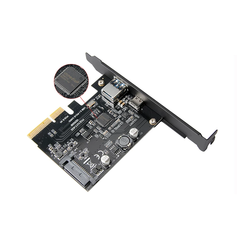 Thẻ mở rộng PCI-E sang USB3.1 Đầu cắm đảo chiều Type-C Bộ chuyển đổi ASMedia ASM3142 10Gbps