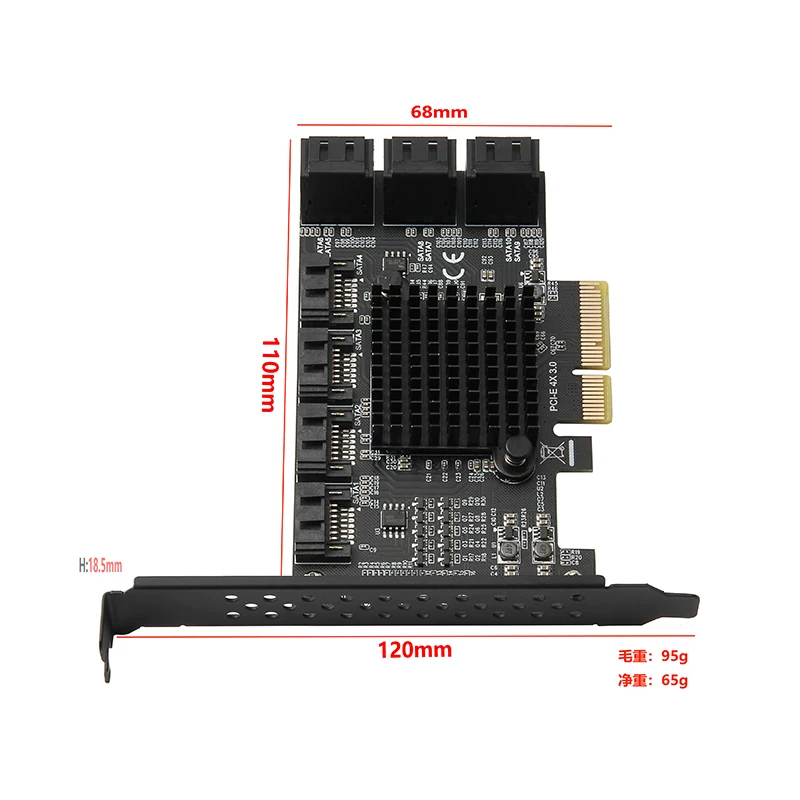Thẻ mở rộng PCI-E sang SATA3.0 Bộ chuyển đổi 4 cổng 6G PCIE sang SATA3.0 Thẻ ổ cứng thể rắn SSD IPFS