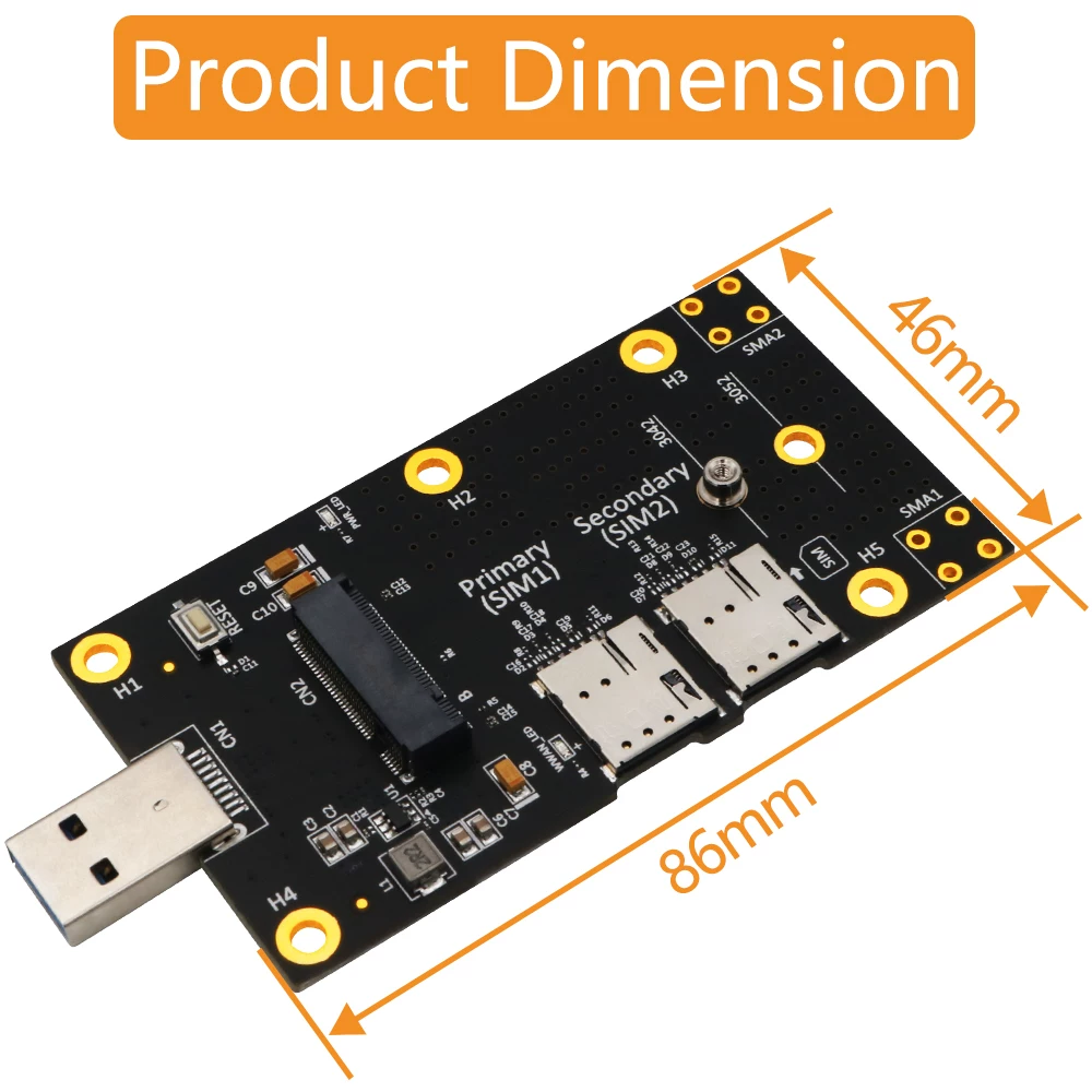 M.2 Key B sang USB 3.0 bảng chuyển đổi kép khe cắm thẻ SIM NANO 3G4G5G LTE bảng phát triển mô-đun