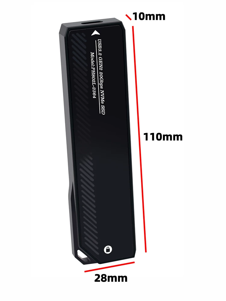 Vỏ ổ cứng thể rắn NVMe M.2 sang type-c, giao thức NVMe 20gbps, kết nối ngoài ASM2364 cho điện thoại di động và máy tính