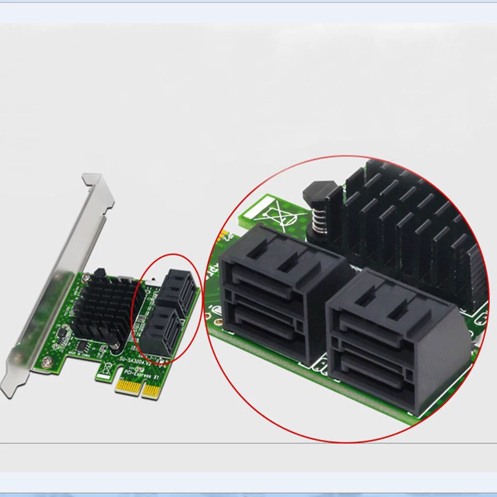 Thẻ mở rộng SATA3.0 4 cổng 6G PCI-E sang SATA3.0 Thẻ chuyển đổi SSD trạng thái rắn Thẻ mở rộng ổ cứng IPFS