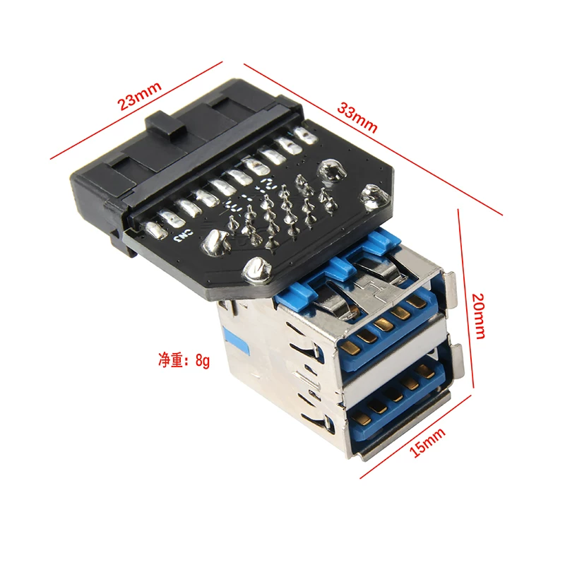 Bo mạch chủ máy tính 19PIN nam sang USB3.0 adapter nữ mở khung máy tích hợp cổng USB3.0