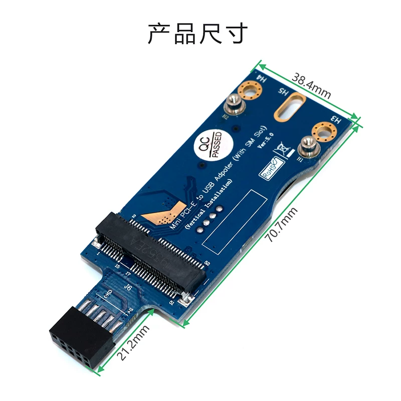 Mini PCI-E sang USB 3G, 4G với mô-đun khe cắm thẻ SIM chuyên dụng (lắp đặt theo chiều dọc)