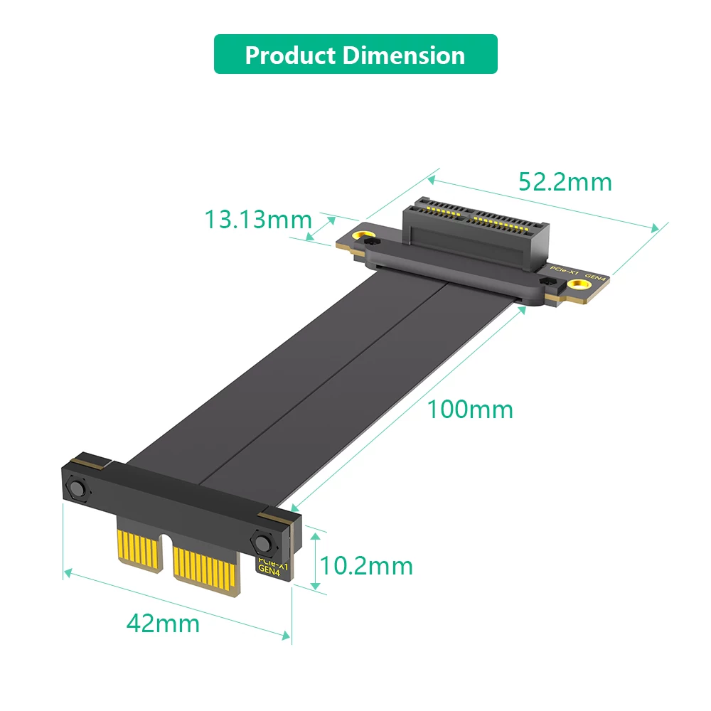Cáp nối dài PCI-E tốc độ cao 4.0 Cáp chuyển đổi PCI-E x4 sang x4 x1 sang x1 khe cắm nhỏ mở khuỷu tay 90 độ