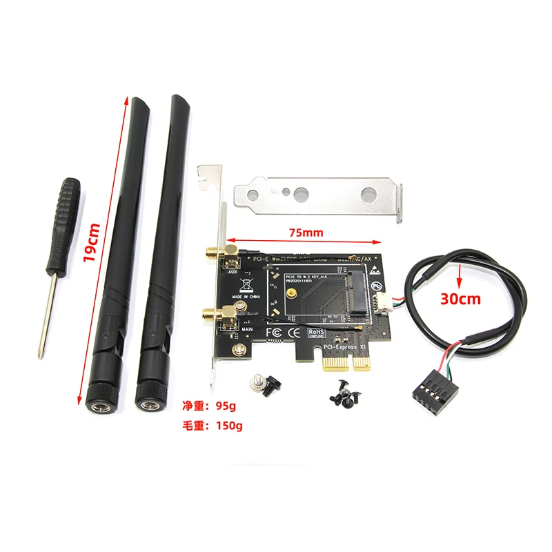 Bộ chuyển đổi card mạng không dây PCI-E sang NGFF M.2 WIFI Bluetooth KEY A-E Thẻ mở rộng card mạng Bluetooth