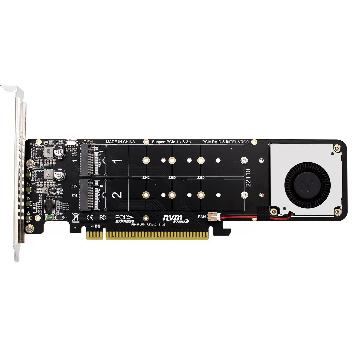 PCIEX16 sang NGFF M.2 MKEY NVMEx4 Bộ chuyển đổi mở rộng mảng RAID thẻ chia tín hiệu máy chủ 2U