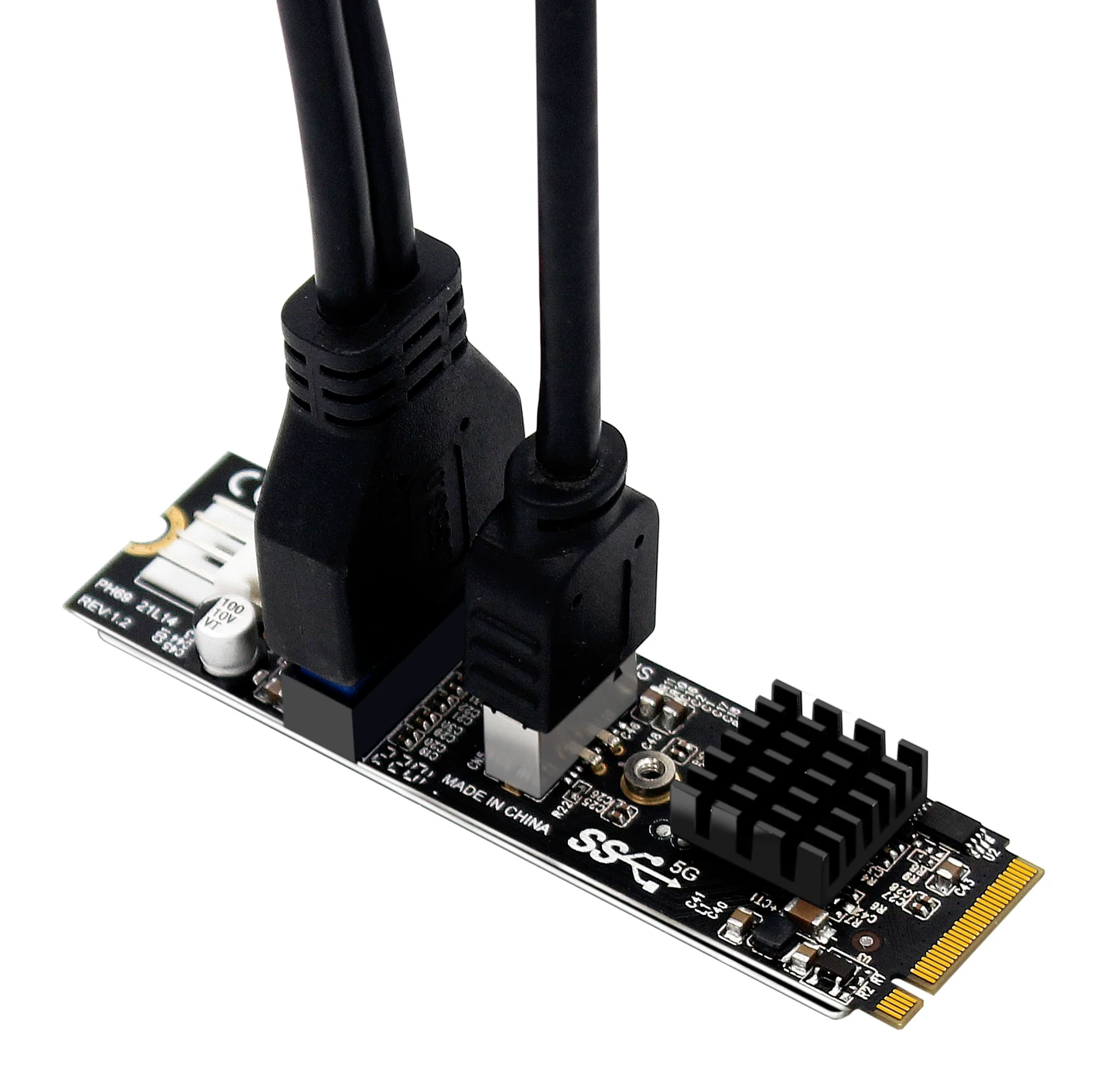 Thẻ mở rộng M.2 NVME M-KEY PCIe sang USB3.1 phía trước 5Gbps TYPE-C+19/20PIN