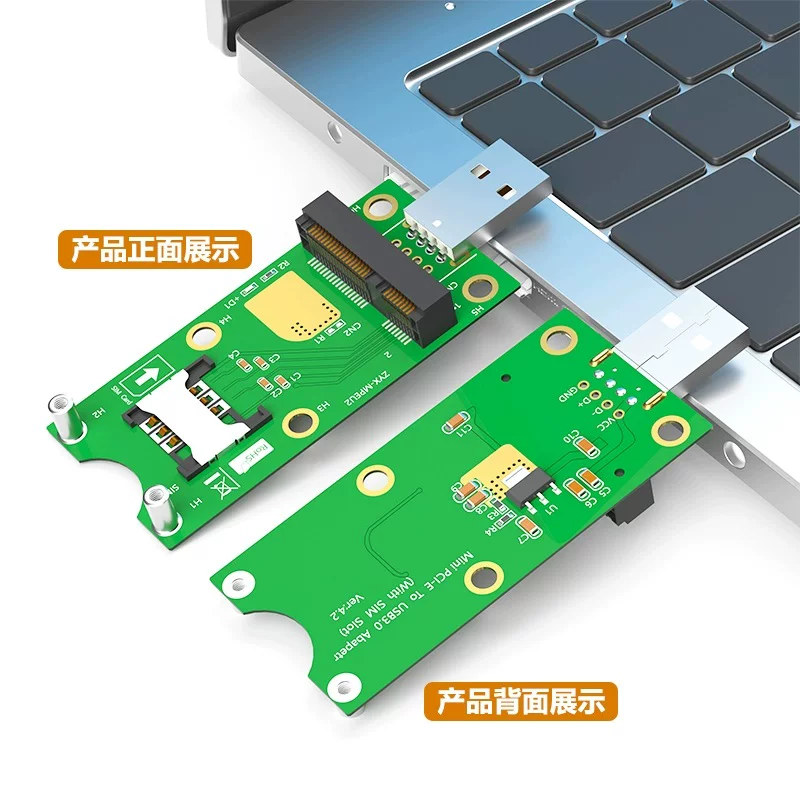 Mini PCI-E sang USB (có khe cắm thẻ SIM) Thẻ chuyển đổi thử nghiệm WWAN Mặt trước của bảng phát triển mô-đun 3G/4G