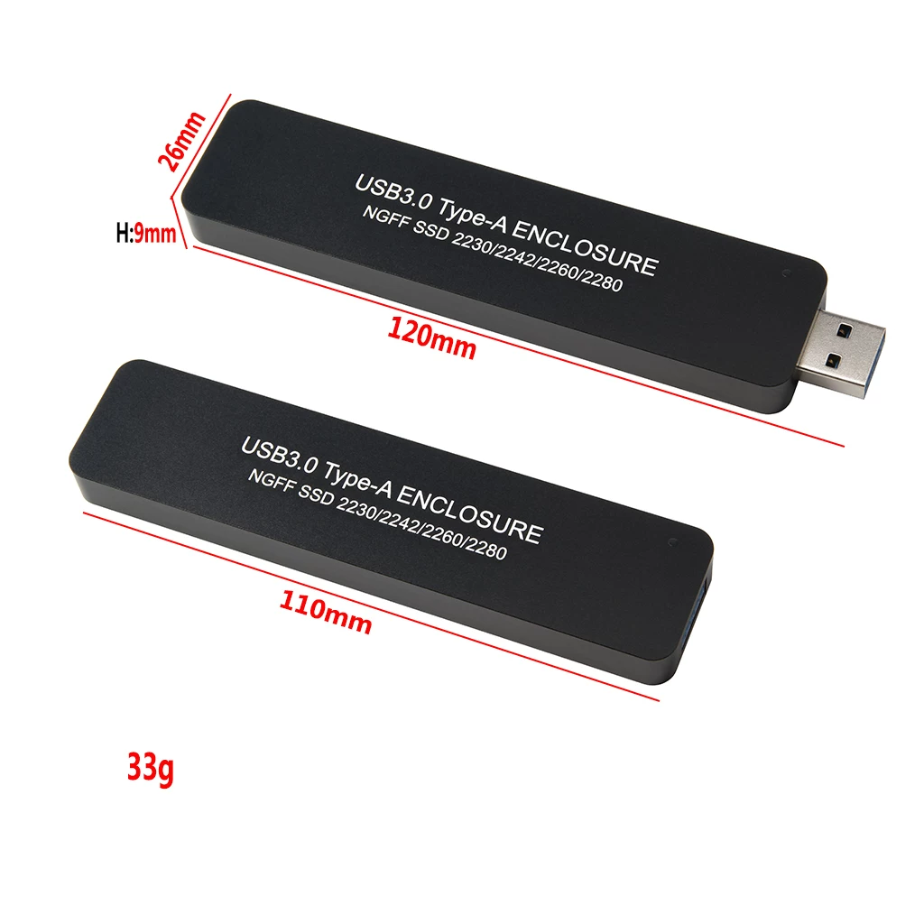 Vỏ ổ cứng M.2 dạng ống lồng USB3.0 sang vỏ ổ cứng di động M.2 Vỏ ổ cứng SSD loại cắm trực tiếp 2280