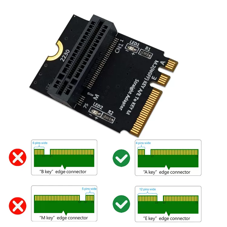 Thẻ chuyển đổi M.2 KEY M SSD sang Key A/E, bảng chuyển đổi ổ cứng thể rắn NGFF sang NVMe dạng đứng