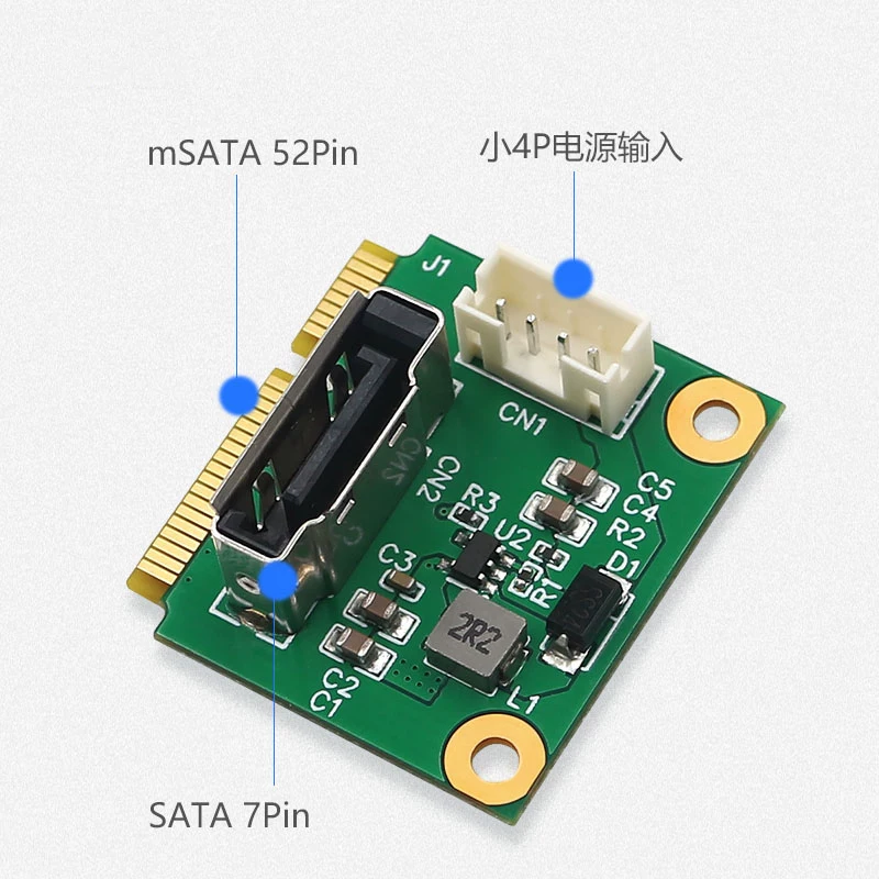 Giao diện MSATA với thẻ mở rộng SATA 7P MSATA sang SATA với nguồn điện phụ hỗ trợ 2.5inch ổ cứng