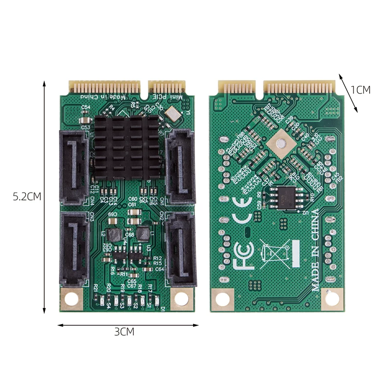 Thẻ chuyển đổi mini PCIE sang SATA, thẻ mở rộng ổ cứng mini PCIE, 2 cổng 4 cổng SATA3.0 FeiNiu QunHui