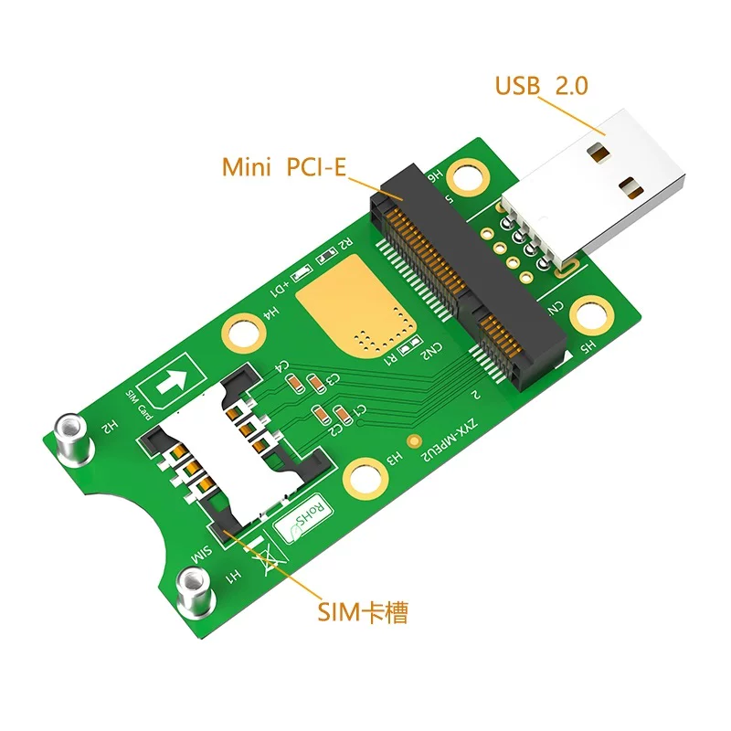 Mini PCI-E sang USB (có khe cắm thẻ SIM) Thẻ chuyển đổi thử nghiệm WWAN Mặt trước của bảng phát triển mô-đun 3G/4G