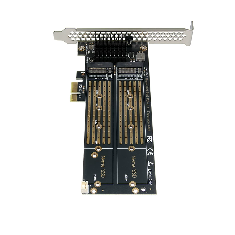 Thẻ mở rộng ổ cứng không chia tách PCI-E X1 sang NVME M.2 bảng chuyển đổi mảng ổ cứng kép 22110 trạng thái rắn