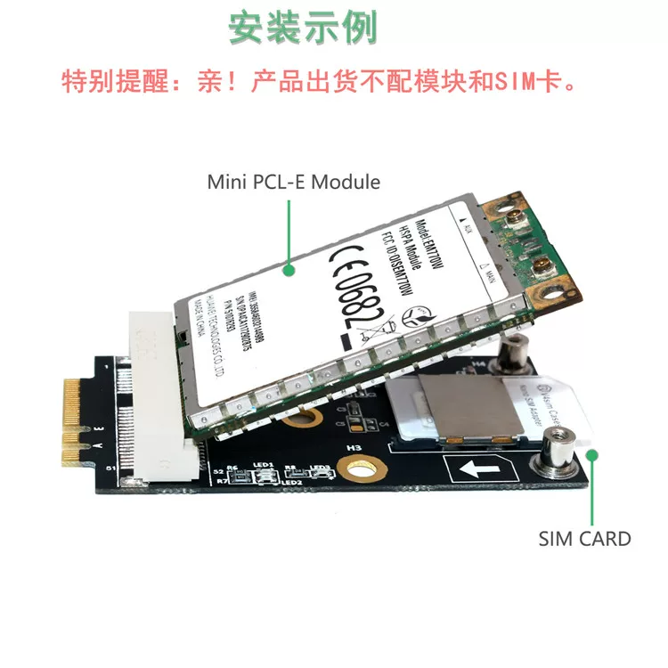 NGFF M.2 A/E key sang bộ chuyển đổi mô-đun WIFI Mini PCI-EB 3G 4G có ngăn đựng thẻ SIM