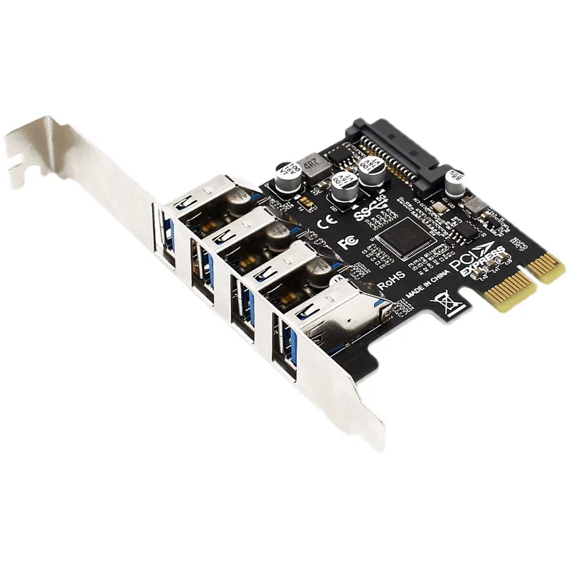 Card mở rộng PCI-E 1X sang USB3.0 với bốn cổng USB3.0, nguồn điện kép cho khung máy 2U/4U, tốc độ 5G VL805