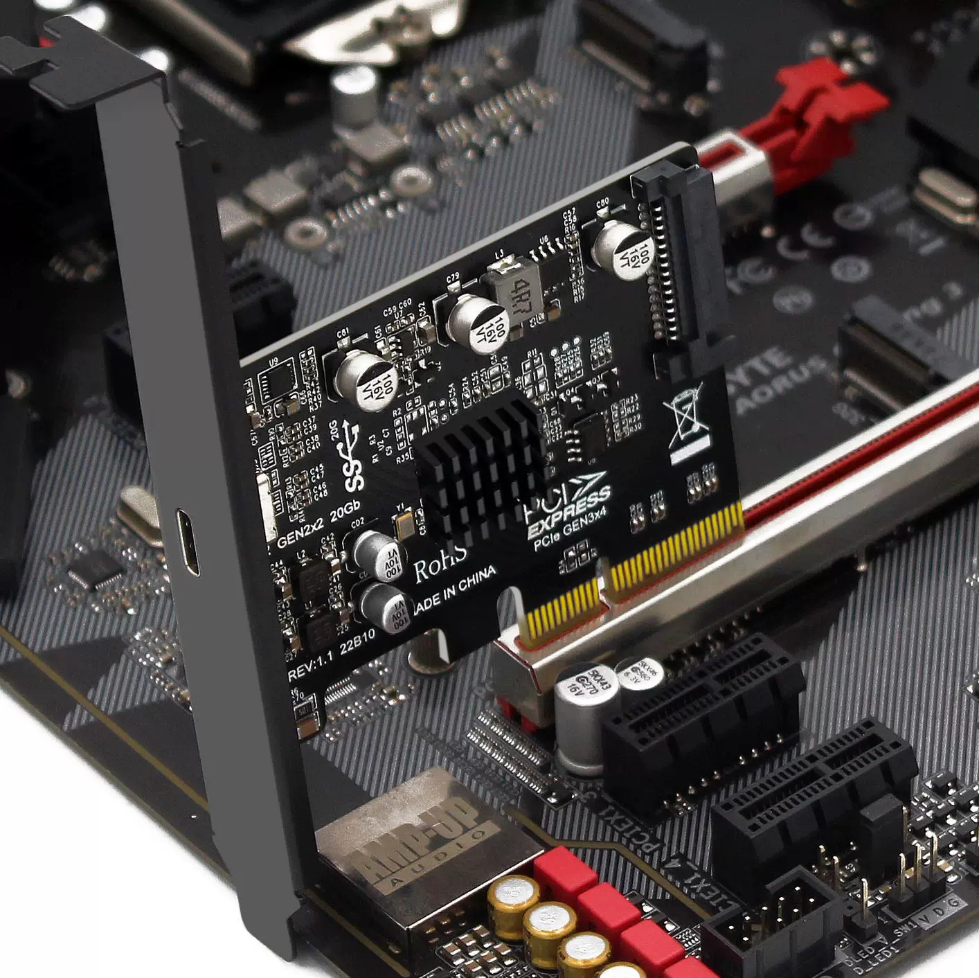 Card chuyển đổi PCI-E 4X sang TYPE-C dành cho máy tính để bàn, card chuyển đổi tốc độ cao USB3.2, card mở rộng 20Gbps không cần driver