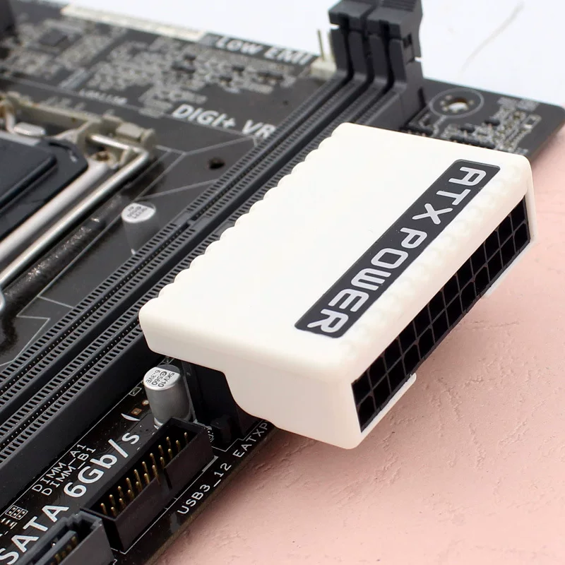 Bo mạch chủ ATX 24P nguồn điện Đầu nối góc 90 độ Phụ kiện lắp đặt DIY làm đẹp và sắp xếp mạch máy chủ màu trắng