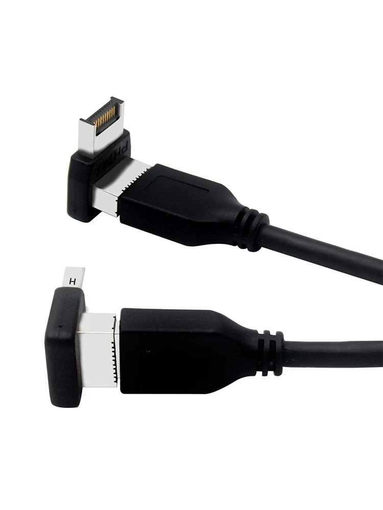 Bo mạch chủ máy tính Giao diện USB3.1 TYPE-E Góc khuỷu 90 độ được gắn phía trước Dây lắp đặt TYPE-C có vỏ bọc
