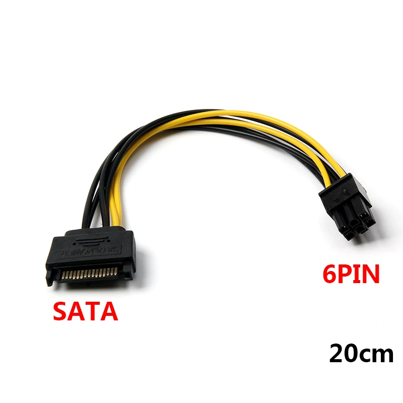 Card đồ họa Cáp nguồn 6PIN Nguồn SATA 15p đến 6P card đồ họa cáp chuyển đổi nguồn ngược 15-pin