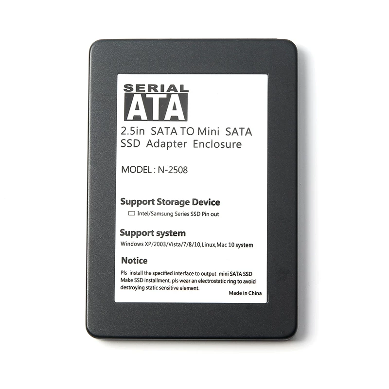 Vỏ hợp kim nhôm dày 7MM hộp chuyển đổi ổ cứng thể rắn mSATA SSD sang hộp chuyển đổi 2.5inch SATA
