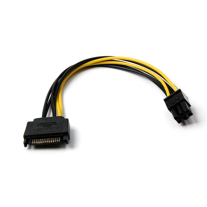Card đồ họa Cáp nguồn 6PIN Nguồn SATA 15p đến 6P card đồ họa cáp chuyển đổi nguồn ngược 15-pin