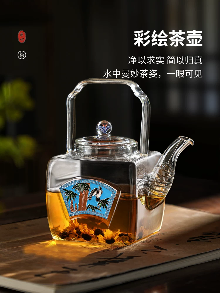 Ấm pha trà chịu nhiệt cao cấp 2025, ấm đun nước gia dụng hình vuông để pha trà, ấm trà thủy tinh borosilicat đặc biệt dày dặn