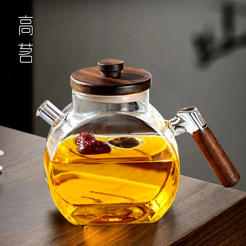 Ấm trà thủy tinh lớn, dung tích lớn dùng trong gia đình, mẫu mới 2025, dụng cụ pha trà xanh cao cấp, kiểu mới, dày dặn và chịu nhiệt cao.