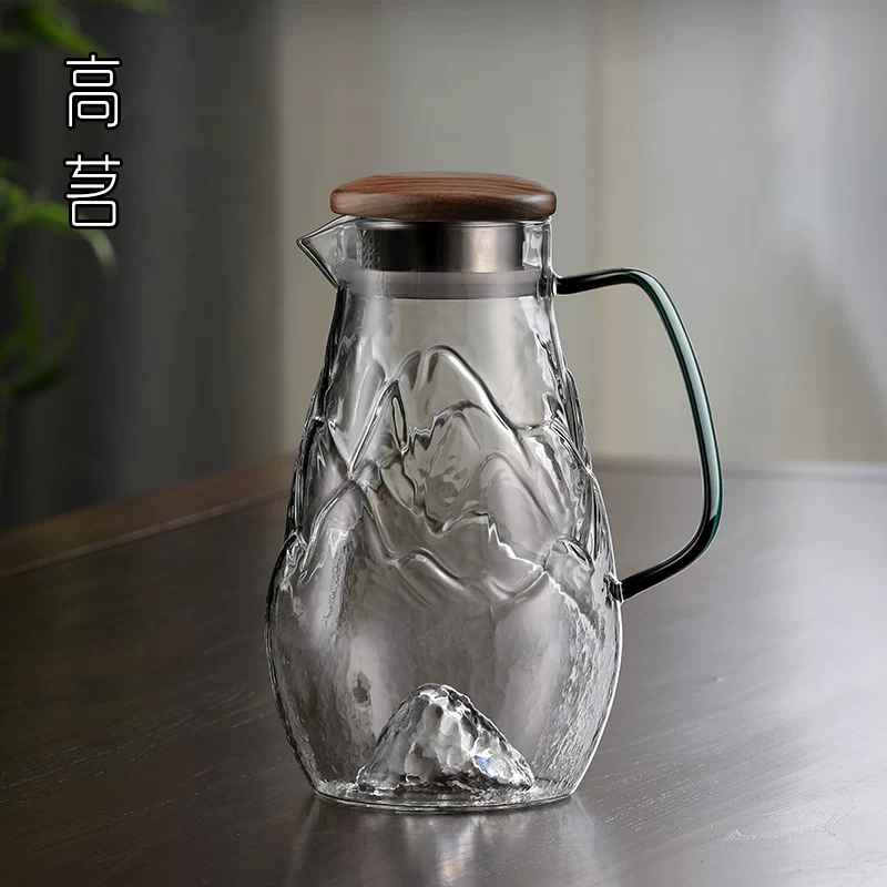 Bình nước lạnh thủy tinh dung tích lớn dùng trong gia đình, bình nước lạnh nhìn ra núi, bình nước chịu nhiệt độ cao, cốc nước, bình nước đun sôi lạnh sang trọng nhẹ nhàng.